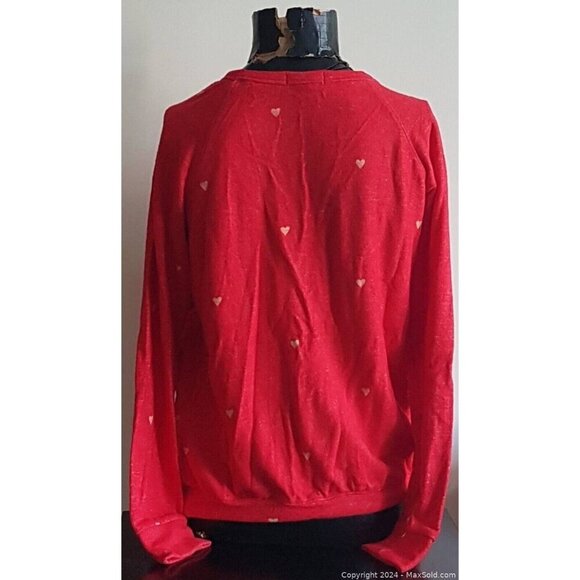 Buffalo Jeans Womens Cozy Red Printed Sweater with Hearts Size S - Picture 8 of 8